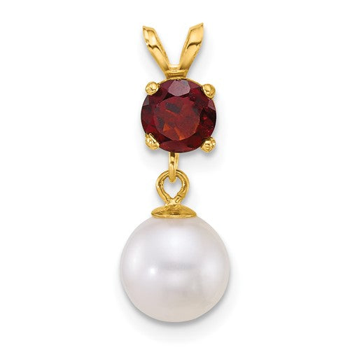 14k-7-8mm-round-white-fwc-pearl-and-garnet-pendant-SolomonJeweler-Wichita-KS-CustomJewelry