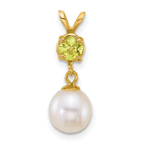 14k-7-8mm-round-white-fwc-pearl-and-peridot-pendant-SolomonJeweler-Wichita-KS-CustomJewelry