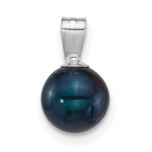 14k-wg-7-8mm-round-black-freshwater-cultured-pearl-pendant-SolomonJeweler-Wichita-KS-CustomJewelry