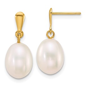14k-8-9mm-rice-white-freshwater-cultured-pearl-post-dangle-earrings-SolomonJeweler-Wichita-KS-CustomJewelry