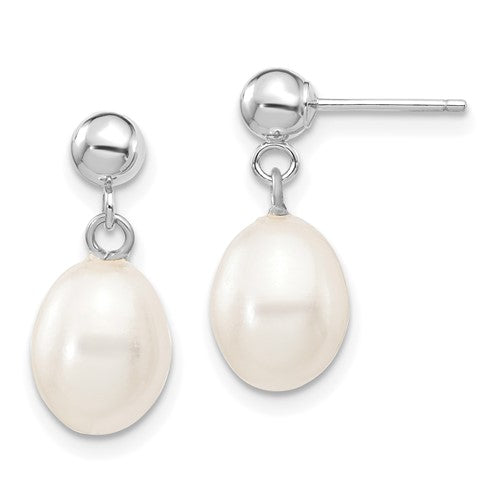 14kw-7-8mm-white-rice-freshwater-cultured-pearl-post-dangle-earrings-SolomonJeweler-Wichita-KS-CustomJewelry