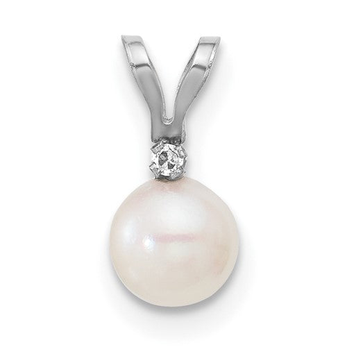 14kw-5-6mm-white-round-saltwater-akoya-cultured-pearl-diamond-pendant-SolomonJeweler-Wichita-KS-CustomJewelry