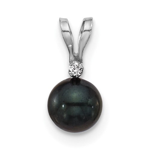 14kw-5-6mm-black-round-saltwater-akoya-cultured-pearl-diamond-pendant-SolomonJeweler-Wichita-KS-CustomJewelry