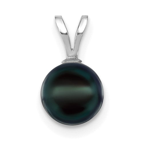 14k-white-gold-7-8mm-round-black-saltwater-akoya-pendant-SolomonJeweler-Wichita-KS-CustomJewelry