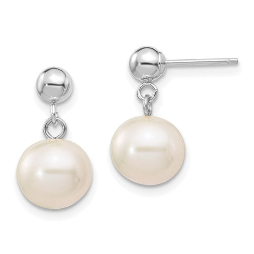 14kw-8-8-5mm-white-round-freshwater-cultured-pearl-post-dangle-earrings-SolomonJeweler-Wichita-KS-CustomJewelry