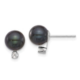 14k-white-gold-7-8mm-round-black-akoya-pearl-10ct-dia-post-earrings-SolomonJeweler-Wichita-KS-CustomJewelry