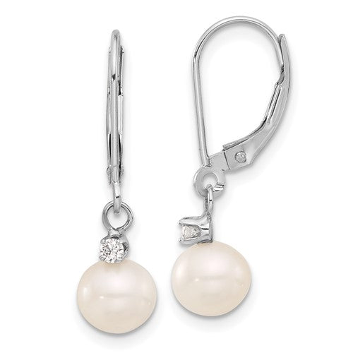 14k-white-gold-7-8mm-white-fwc-pearl-and-10ct-dia-dangle-earrings-SolomonJeweler-Wichita-KS-CustomJewelry