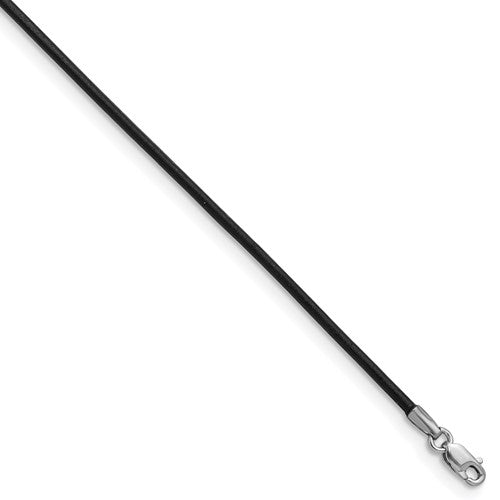 14k-white-gold-1-5mm-18in-black-leather-cord-necklace-SolomonJeweler-Wichita-KS-CustomJewelry