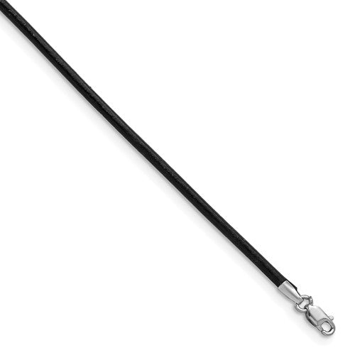 14k-white-gold-2mm-16in-black-leather-cord-necklace-SolomonJeweler-Wichita-KS-CustomJewelry