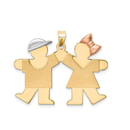 14k-tri-color-large-boy-on-left-and-girl-on-right-engravable-charm-SolomonJeweler-Wichita-KS-CustomJewelry