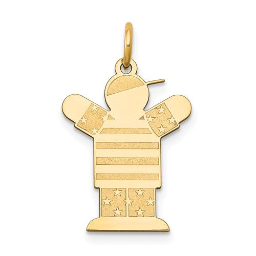 14k gold kid charm pendant from Solomon Jewelers, featuring a detailed and polished design for jewelry accents.