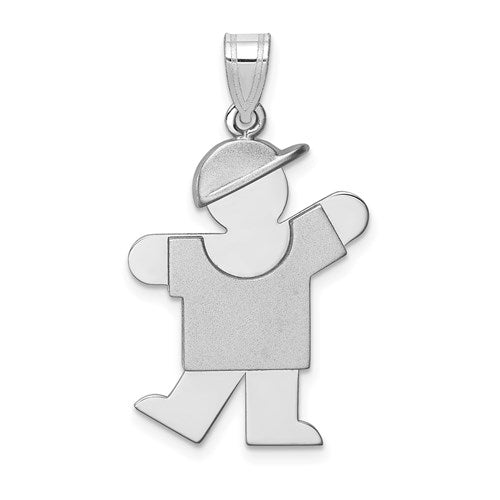 14k-white-gold-medium-boy-w-hat-on-left-engravable-charm-SolomonJeweler-Wichita-KS-CustomJewelry
