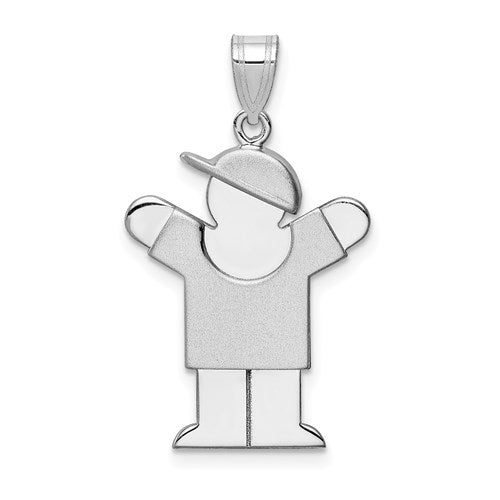 14k-white-gold-medium-boy-w-hat-on-right-engravable-charm-SolomonJeweler-Wichita-KS-CustomJewelry