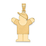 14k solid gold boy with hat charm, engravable pendant from Solomon Jewelers, featuring detailed craftsmanship and a polished finish.
