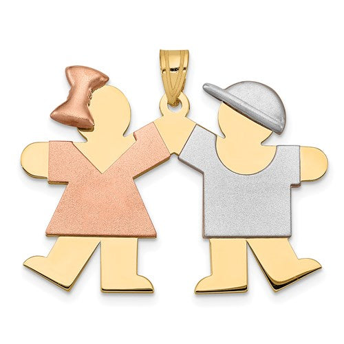 14k-tri-color-large-girl-on-left-and-boy-on-right-engravable-charm-SolomonJeweler-Wichita-KS-CustomJewelry