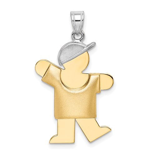 14k-two-tone-puffed-boy-with-hat-on-left-engravable-charm-SolomonJeweler-Wichita-KS-CustomJewelry