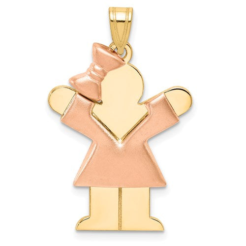 14k-two-tone-puffed-girl-with-bow-on-left-engravable-charm-SolomonJeweler-Wichita-KS-CustomJewelry