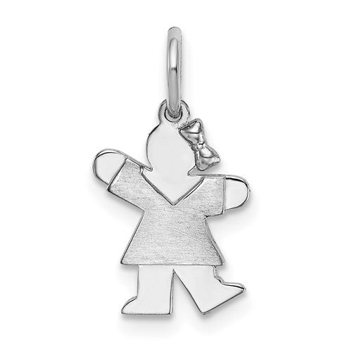 14k white gold mini girl kiss charm pendant from Solomon Jewelers, featuring a delicate, detailed design.