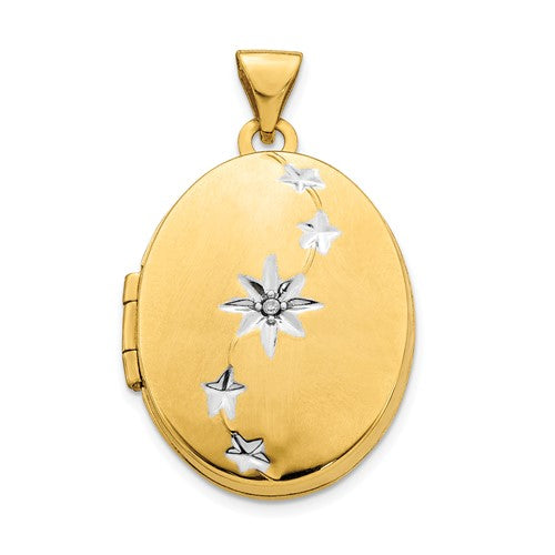 14ky-w-white-rhodium-brushed-polished-diamond-stars-oval-locket-SolomonJeweler-Wichita-KS-CustomJewelry