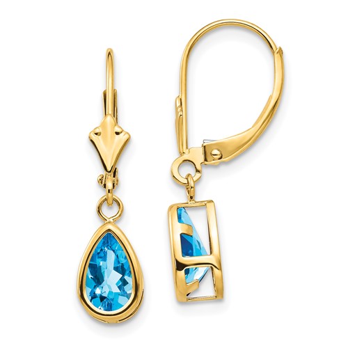 14k-8x5mm-pear-blue-topaz-leverback-earrings-SolomonJeweler-Wichita-KS-CustomJewelry