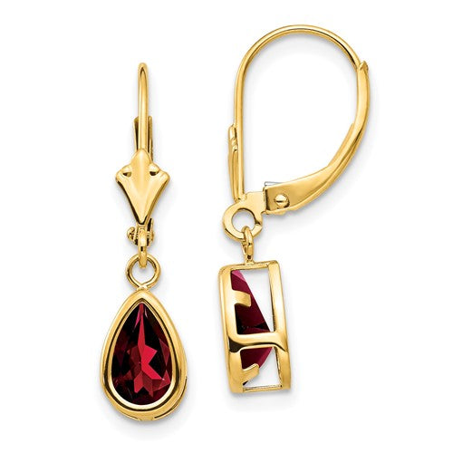 14k-8x5mm-pear-garnet-leverback-earrings-SolomonJeweler-Wichita-KS-CustomJewelry