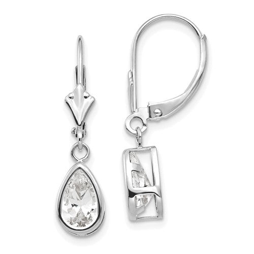 14k-white-gold-8x5mm-pear-cubic-zirconia-leverback-earrings-SolomonJeweler-Wichita-KS-CustomJewelry