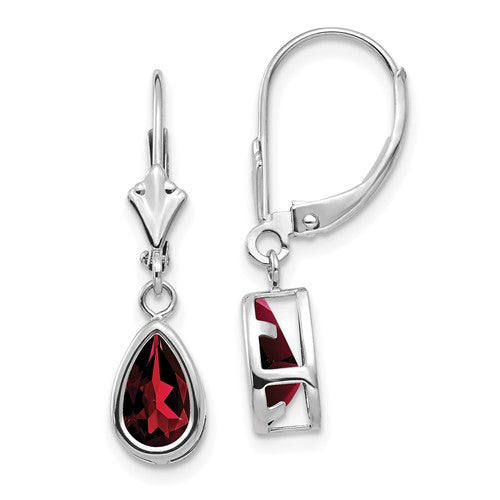 14k-white-gold-8x5mm-pear-garnet-leverback-earrings-SolomonJeweler-Wichita-KS-CustomJewelry