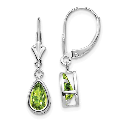 14k-white-gold-8x5mm-pear-peridot-leverback-earrings-SolomonJeweler-Wichita-KS-CustomJewelry