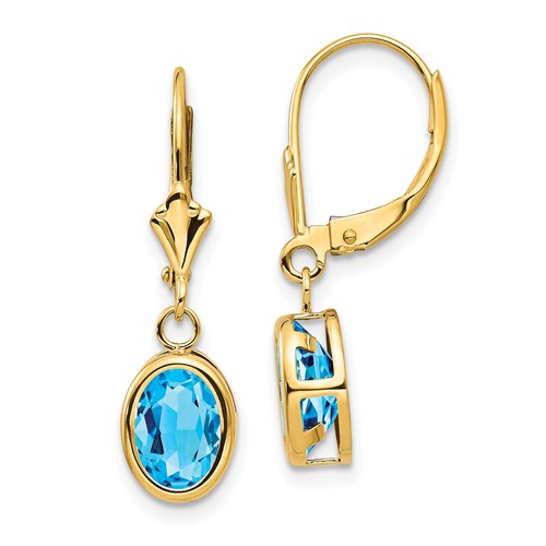 14k-8x6mm-oval-blue-topaz-leverback-earrings-SolomonJeweler-Wichita-KS-CustomJewelry
