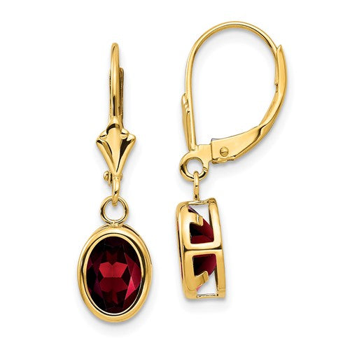 14k-8x6mm-oval-garnet-leverback-earrings-SolomonJeweler-Wichita-KS-CustomJewelry
