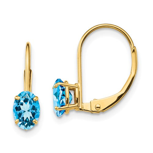 14k-6x4mm-oval-blue-topaz-leverback-earrings-SolomonJeweler-Wichita-KS-CustomJewelry