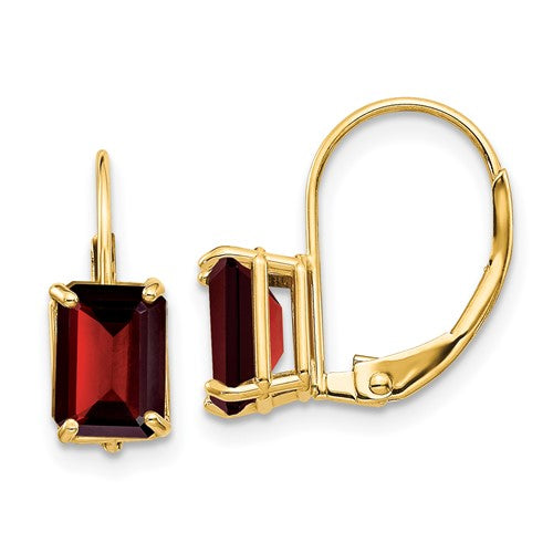 14k-7x5mm-emerald-cut-garnet-leverback-earrings-SolomonJeweler-Wichita-KS-CustomJewelry