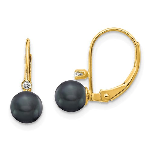 14k-5-6mm-black-fw-cultured-pearl-aa-diamond-leverback-earrings-SolomonJeweler-Wichita-KS-CustomJewelry