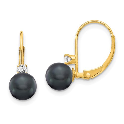 14k-6-7mm-black-fw-cultured-pearl-aa-diamond-leverback-earrings-SolomonJeweler-Wichita-KS-CustomJewelry