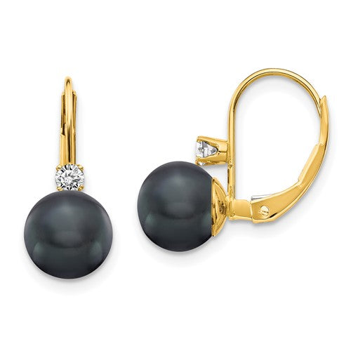 14k-7-8mm-black-fw-cultured-pearl-aa-diamond-leverback-earrings-SolomonJeweler-Wichita-KS-CustomJewelry