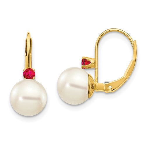14k-7-7-5mm-white-round-fw-cultured-pearl-ruby-leverback-earrings-SolomonJeweler-Wichita-KS-CustomJewelry