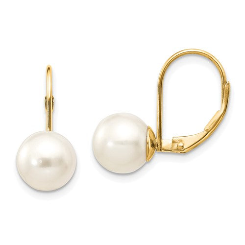 14k-8-9mm-white-round-freshwater-cultured-pearl-leverback-earrings-SolomonJeweler-Wichita-KS-CustomJewelry