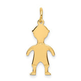 14k gold engravable boy charm pendant with .011 depth, perfect for personalized jewelry, by Solomon Jewelers.