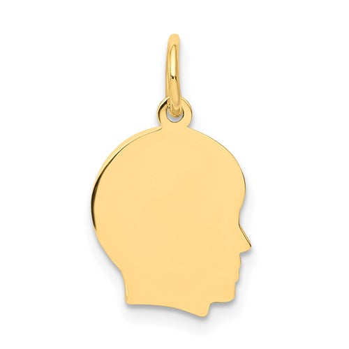 14k-plain-small-013-gauge-facing-right-engravable-boy-head-charm-SolomonJeweler-Wichita-KS-CustomJewelry
