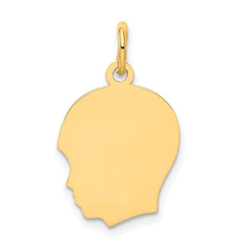 14k-plain-medium-011-gauge-facing-left-engravable-boy-head-charm-SolomonJeweler-Wichita-KS-CustomJewelry