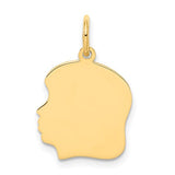 14k-plain-medium-035-gauge-facing-left-engravable-girl-head-charm-SolomonJeweler-Wichita-KS-CustomJewelry