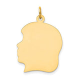 14k-plain-large-011-gauge-facing-left-engravable-girl-head-charm-SolomonJeweler-Wichita-KS-CustomJewelry