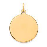14k gold circular engravable disc charm with .018 gauge, perfect for jewelry pendants and personalized engraving.