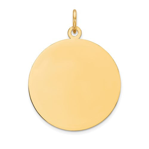14k gold circular engravable disc charm, .009 gauge, pendant or charm from Solomon Jewelers, with a smooth plain surface.