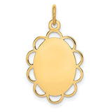 14k gold engravable flower disc charm pendant with a .013 gauge, perfect for jewelry customization and elegant accessory design.