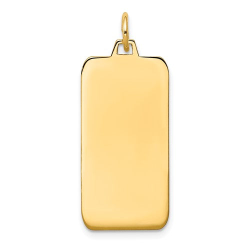 14k gold engravable rectangular disc charm, .027 gauge, ideal for necklaces or bracelets, by Solomon Jewelers.