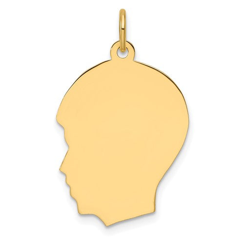 14k-plain-medium-009-gauge-facing-left-engravable-boy-head-charm-SolomonJeweler-Wichita-KS-CustomJewelry