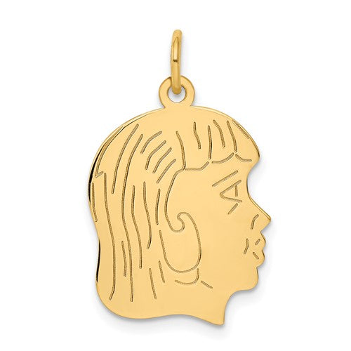14k-013-depth-engravable-girl-head-charm-SolomonJeweler-Wichita-KS-CustomJewelry
