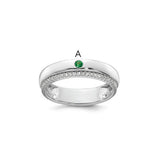 14k white gold mother's ring with a single birthstone and diamond accents, featuring a semi-mount design from Solomon Jewelers