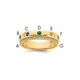 14k gold mother's ring with seven birthstones and diamonds, featuring a semi-mount design by Solomon Jewelers.